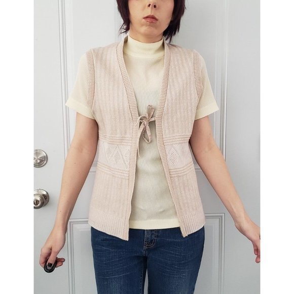Vintage 70s Beige Vest - Picture 1 of 4